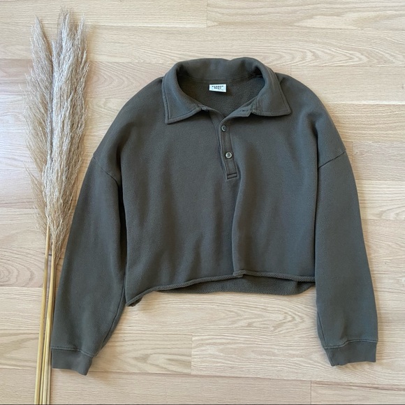 Aritzia Tops - Sunday Best Cropped Fleece Polo Sweater